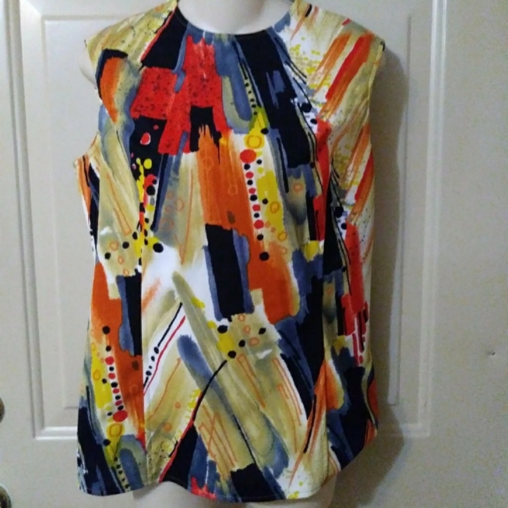 Vtg polyester 60s 70s mcm top blouse
